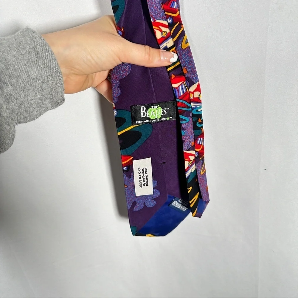 The Beatles Silk Tie Drive My Car 1991 Manhattan Menswear Retro Vintage Purple